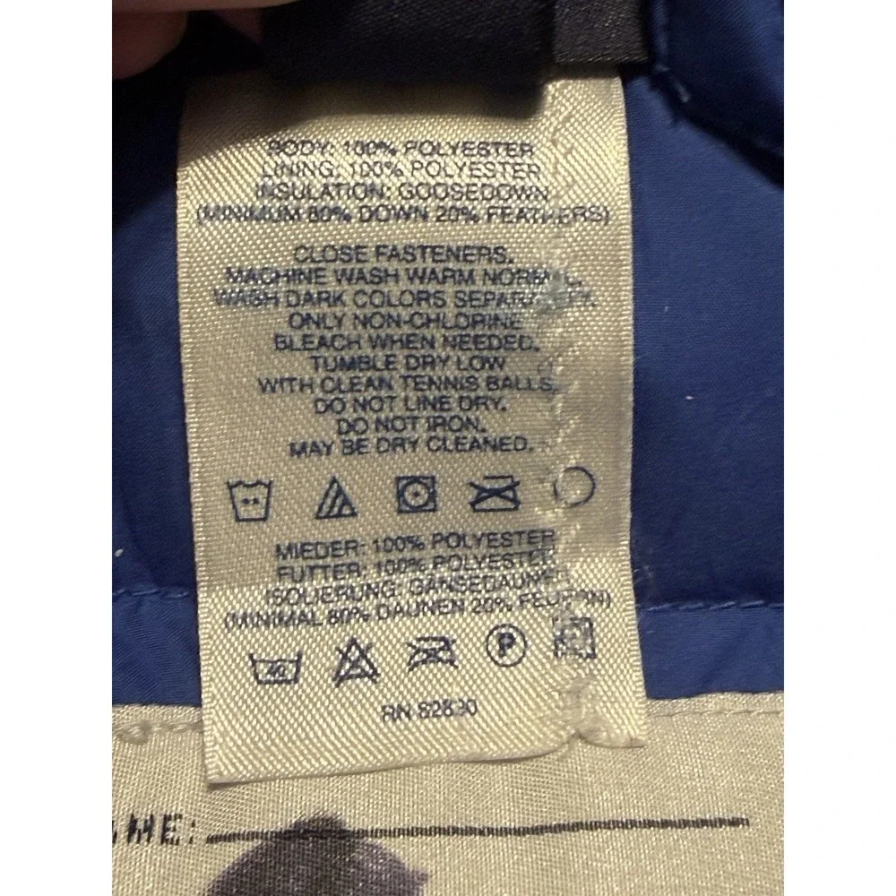 Infant  Lands End one piece snowsuit goose down filling 12 -18 months blue